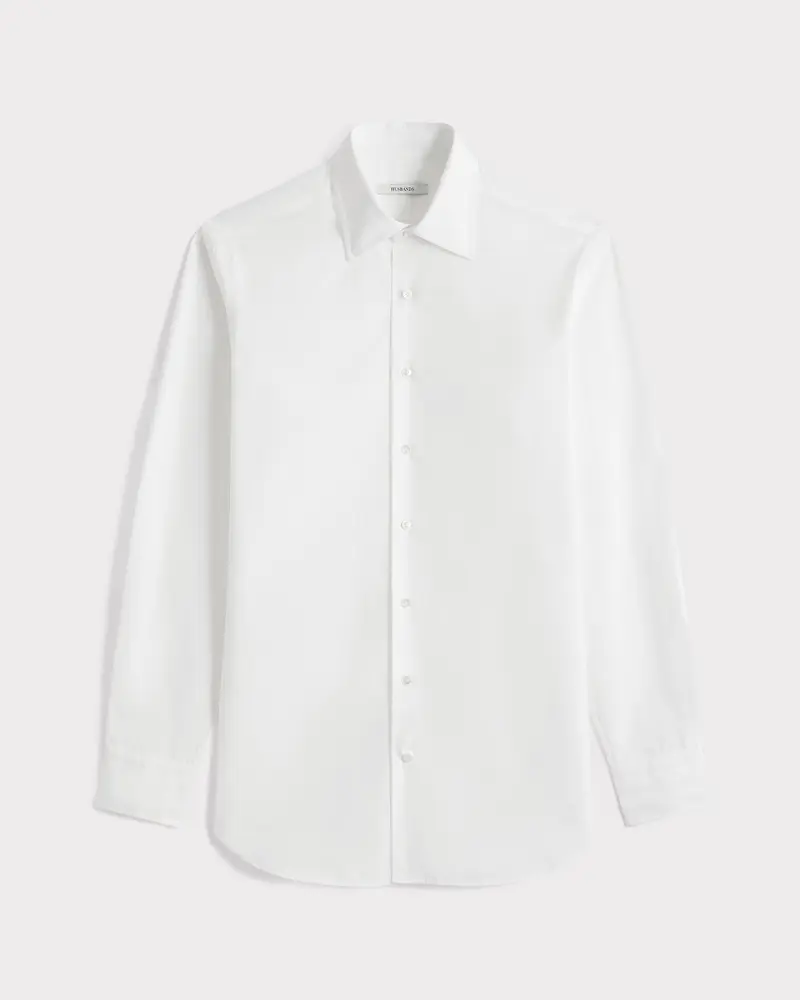CHEMISE COL CLASSIQUE EN POPELINE DE COTON - BLANCHE