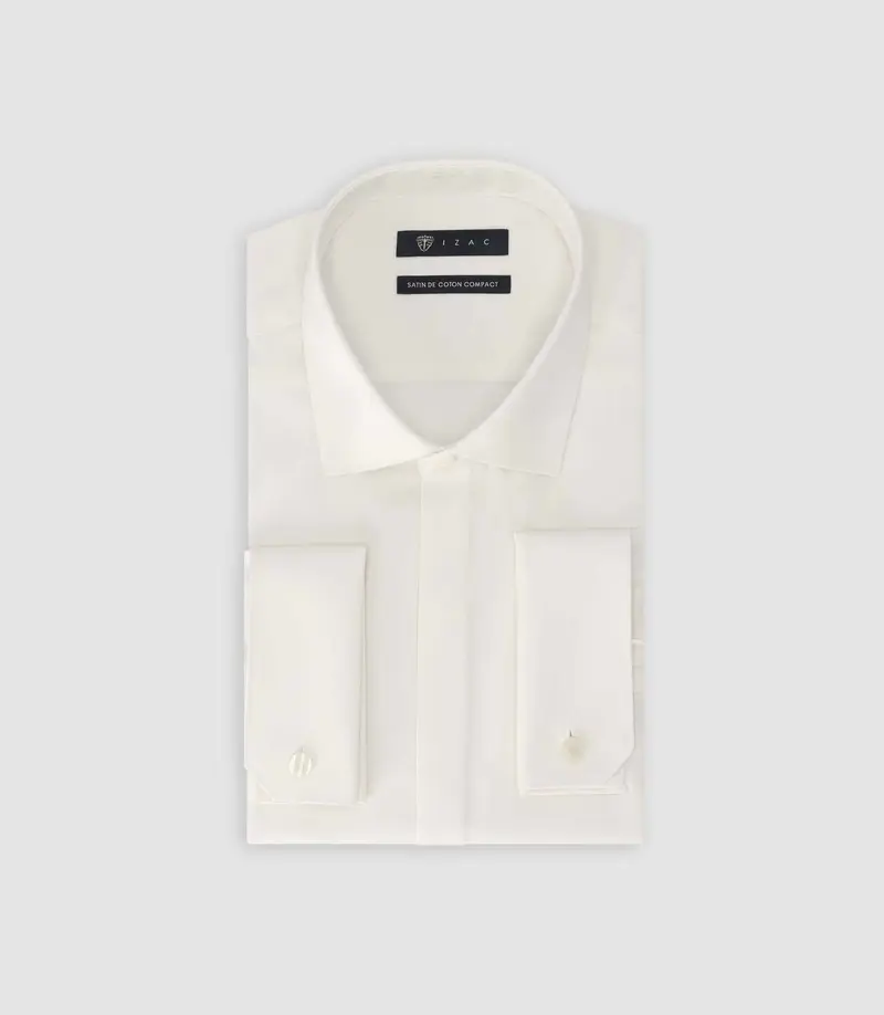 Chemise col italien écrue