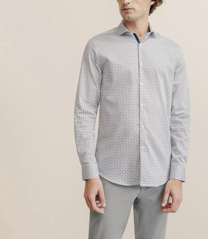 Chemise col italien regular écrue
