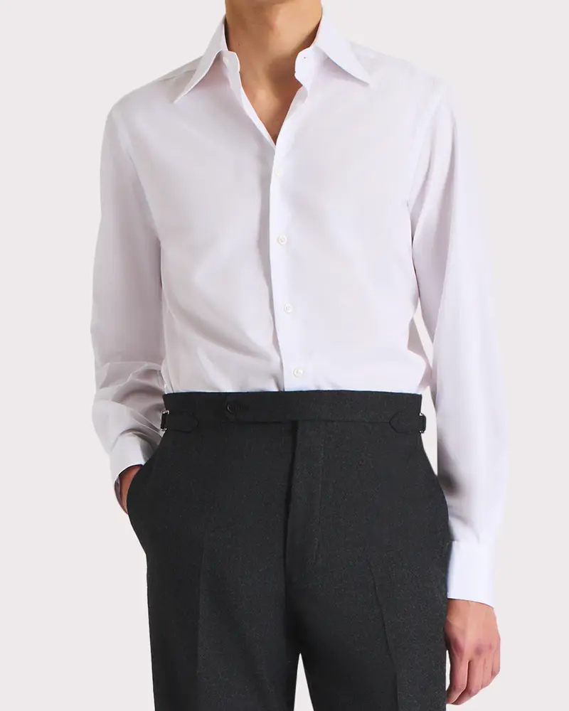 CHEMISE COL LARGE EN POPELINE DE COTON - BLANCHE