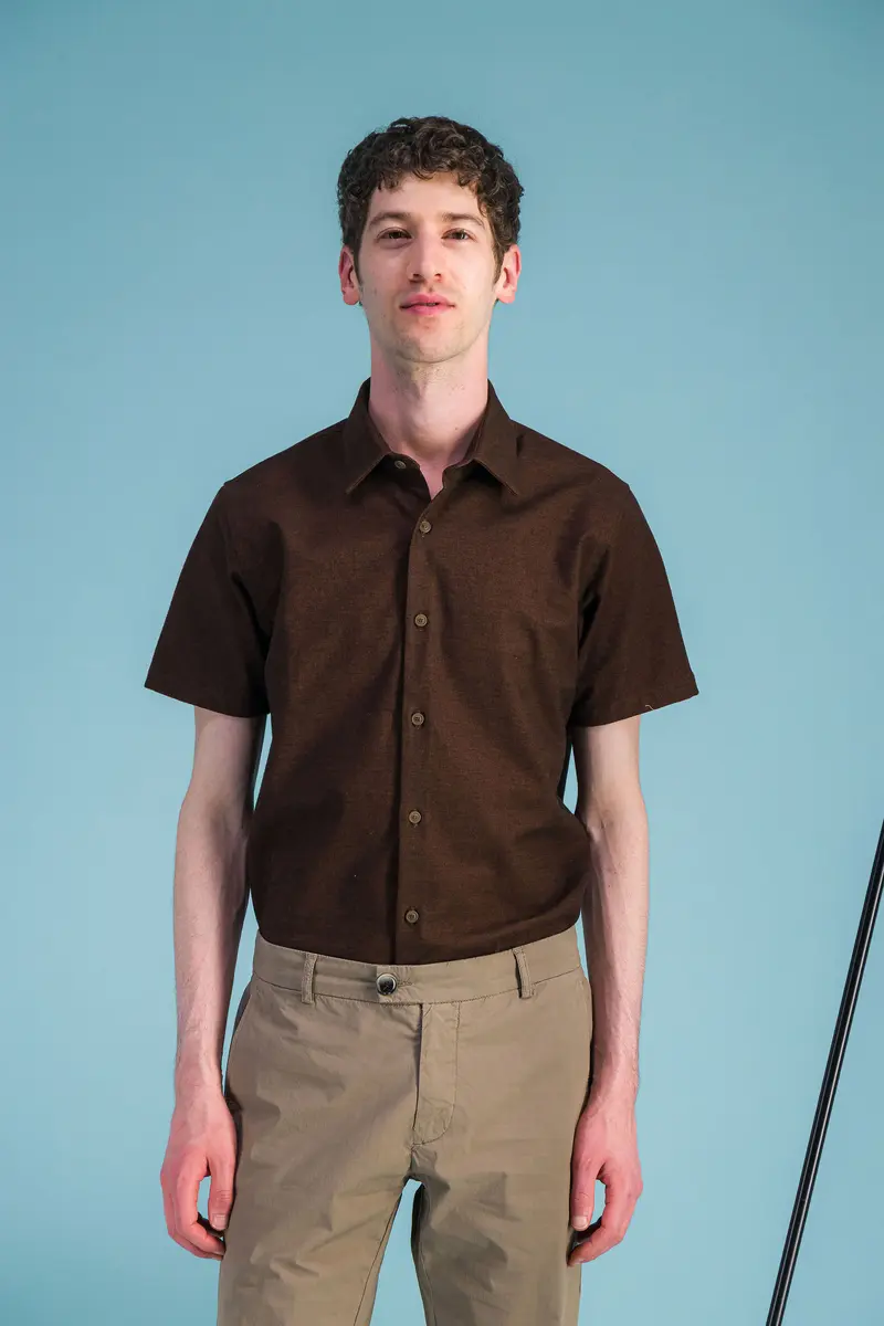 Chemise coton Bio marron moiré