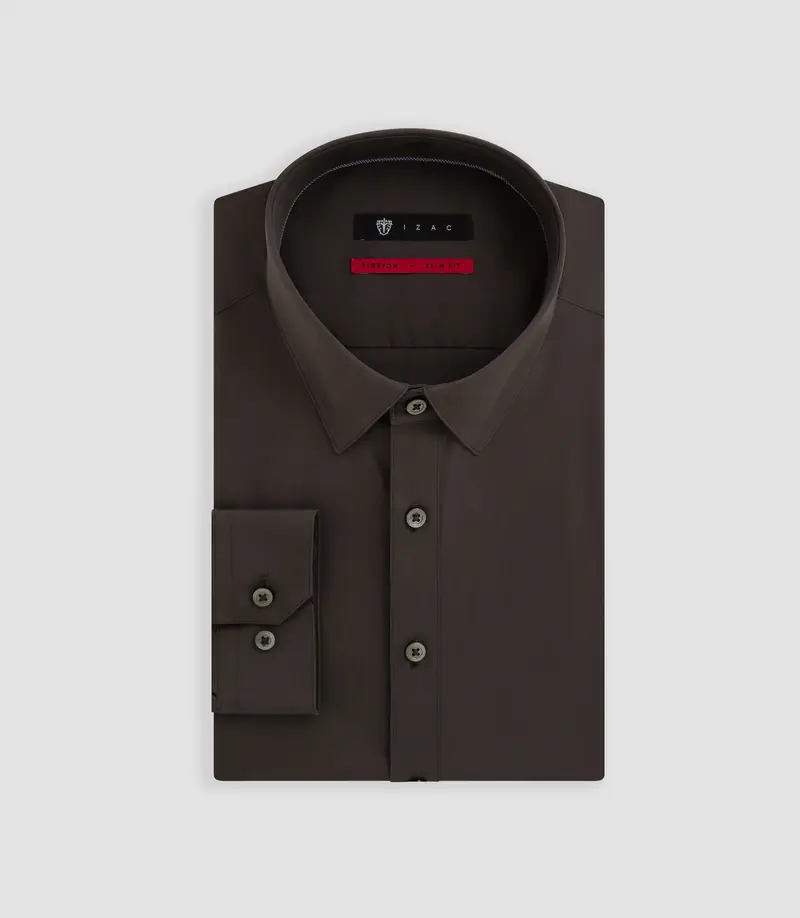 Chemise coton stretch kaki foncé "Malte"