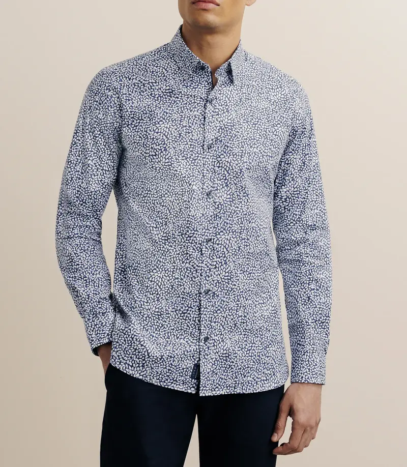 Chemise droite imprimée marine