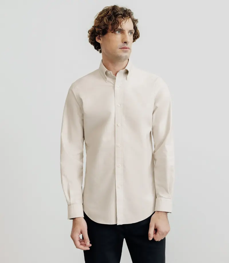 Chemise droite oxford beige