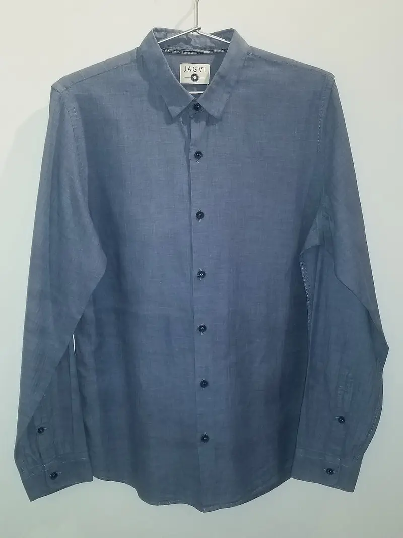 Chemise en coton bio bleu ciel chiné