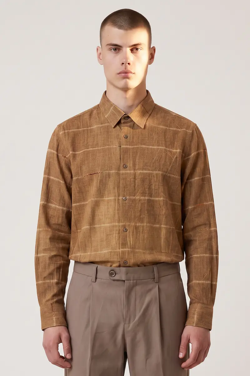 Chemise en coton bio / laine orange chiné