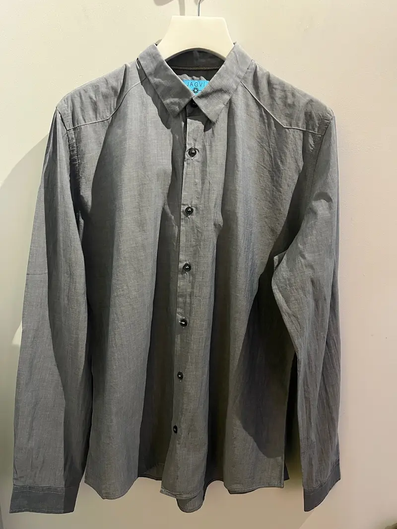 Chemise en coton léger bio bleu gris