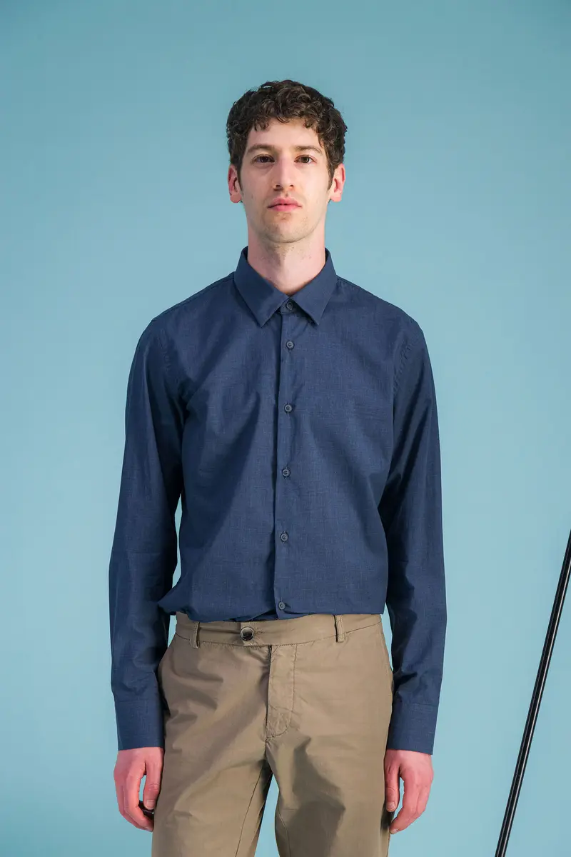 Chemise en coton léger marine chiné