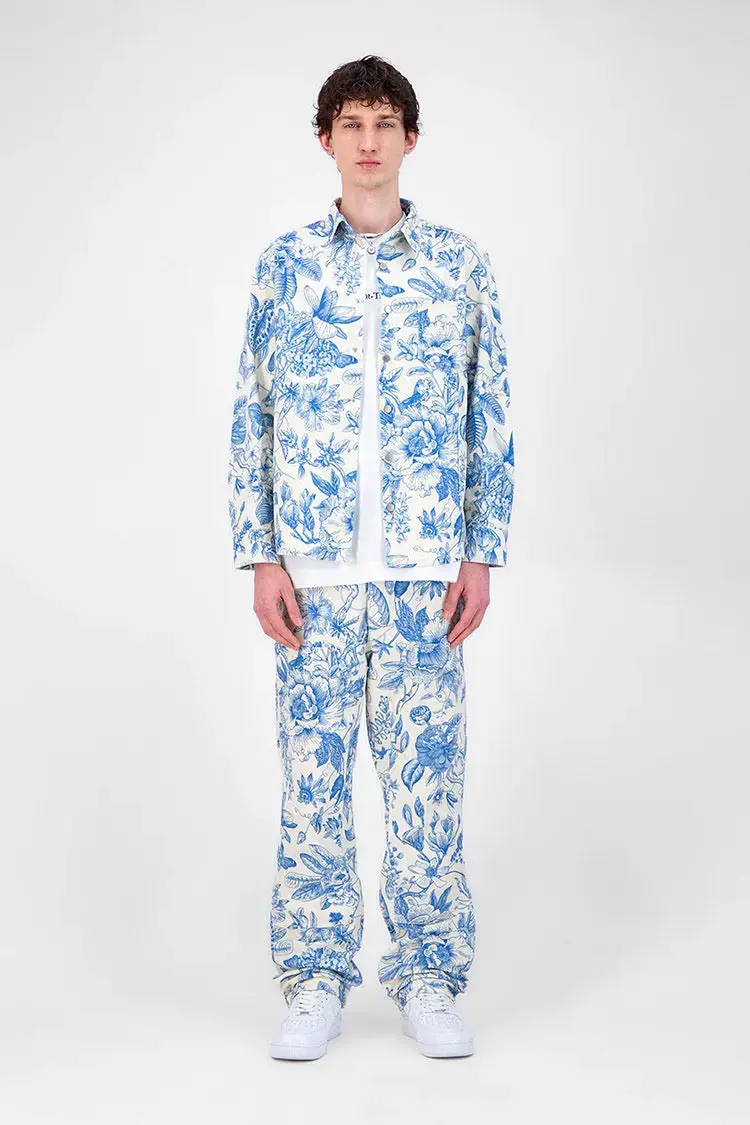 Chemise en Jeans imprimé Floral bleu