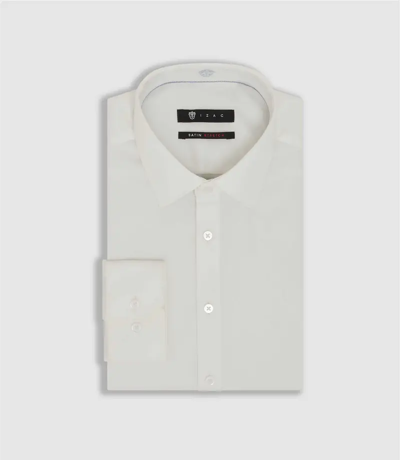 Chemise en satin stretch écru "Sastretchbasic"
