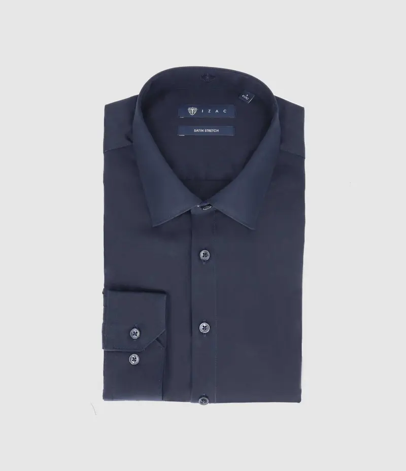 Chemise en satin stretch marine STRETCHBS