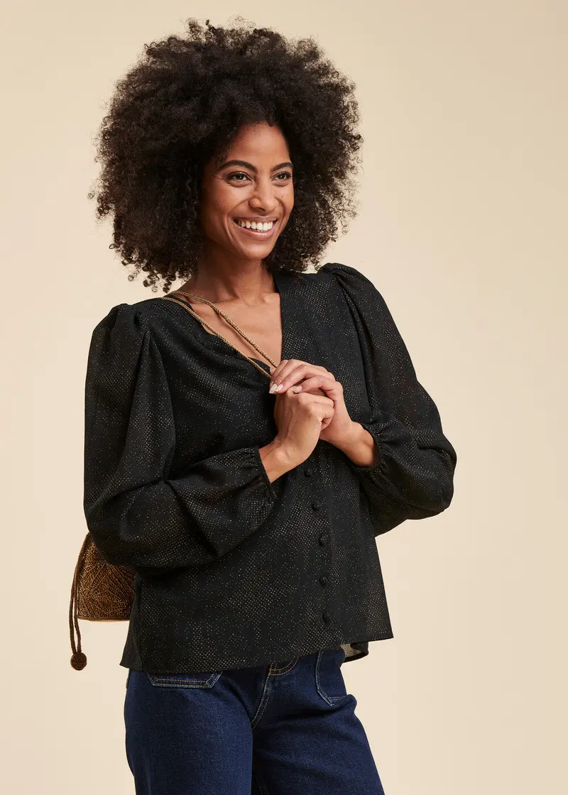 Chemise en voile imprimé pailleté