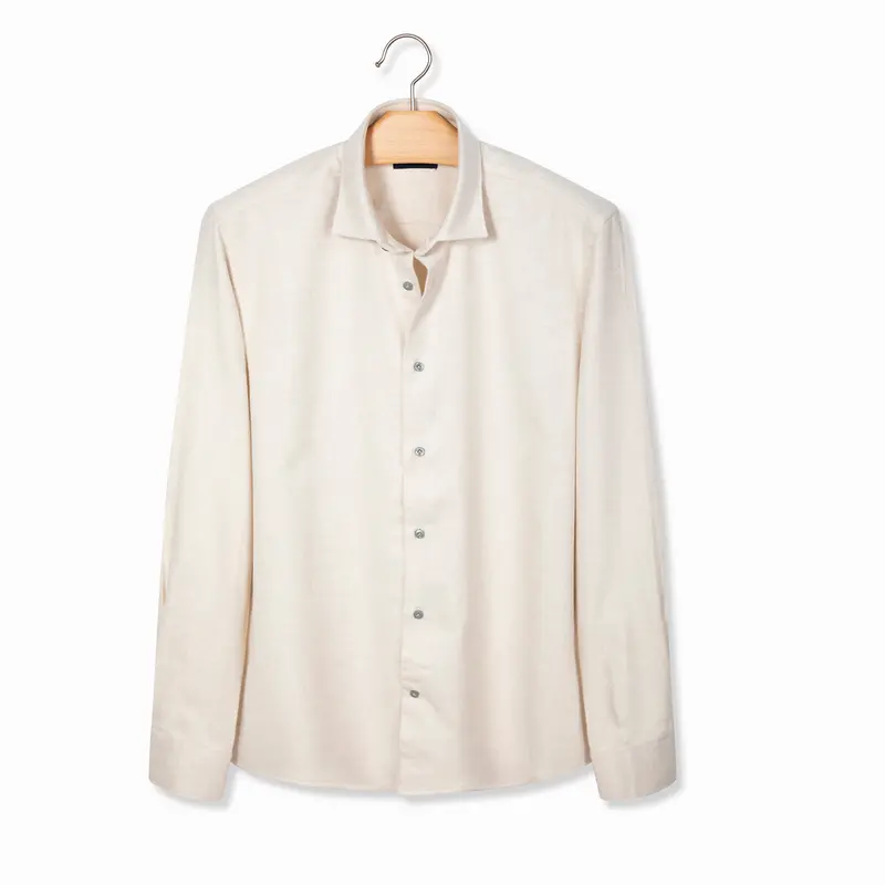 Chemise épaisse en flanelle de coton écru