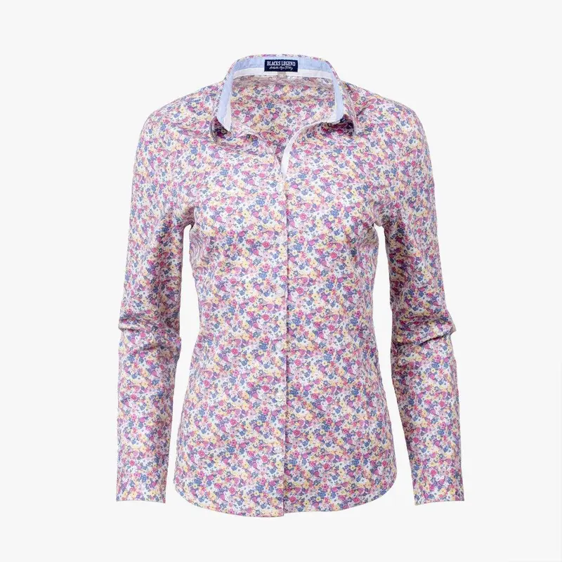 Chemise femme ml rose imprimé fleuri