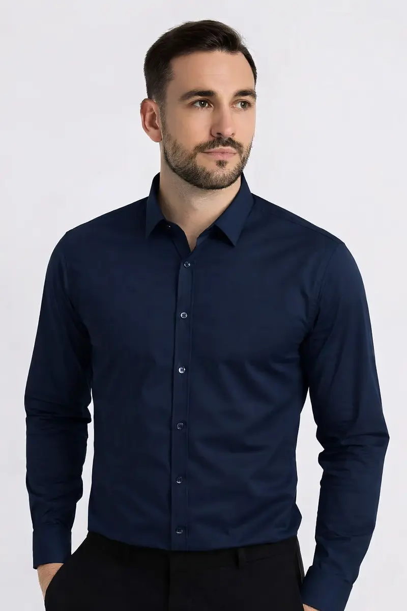 Chemise homme habillée Marine– Coupe ajustée