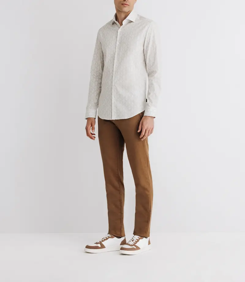 Chemise imprimée à fleurs beige