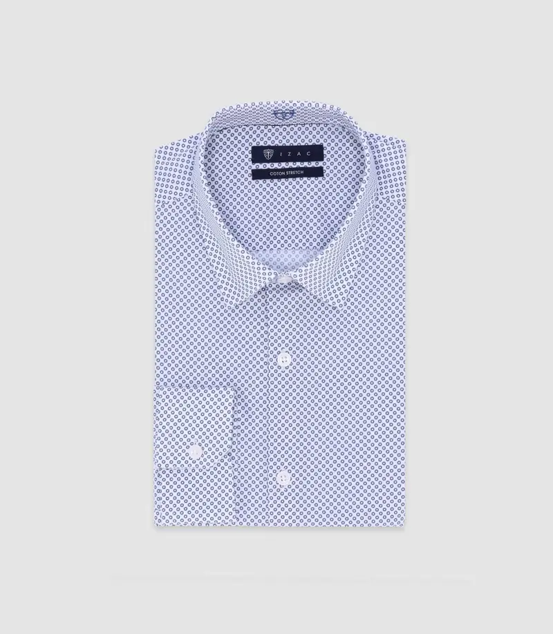 Chemise imprimée avec broderie marine