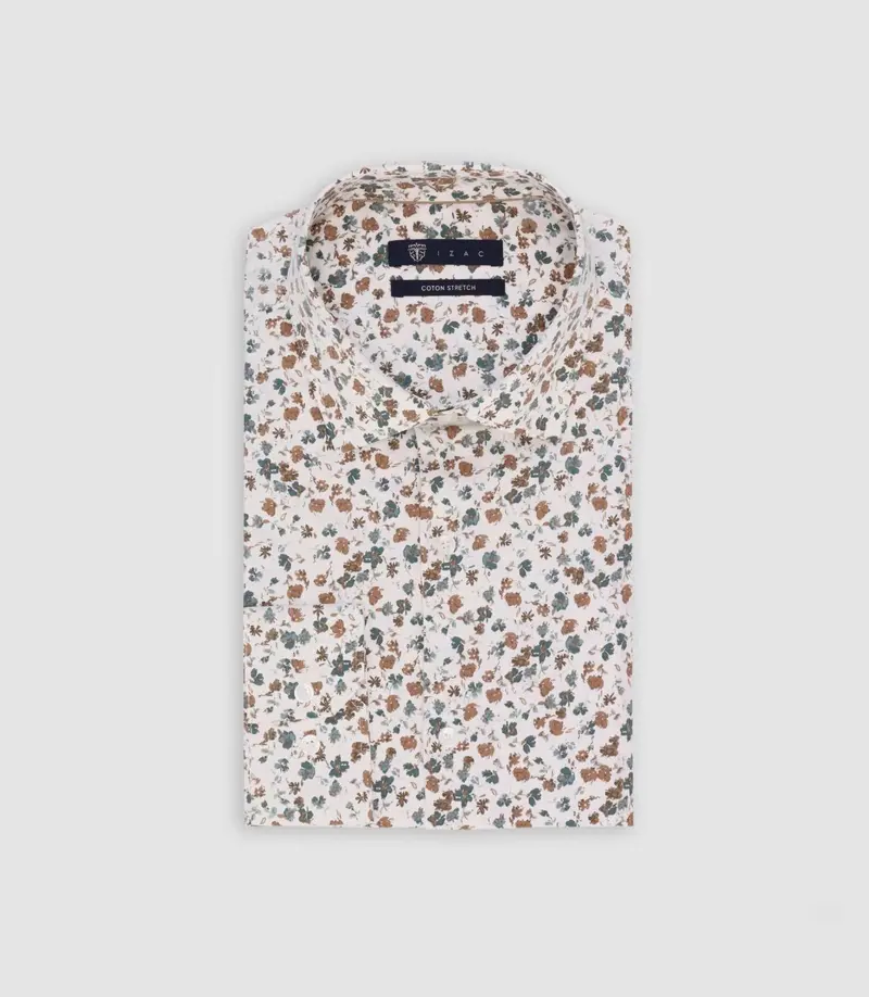 Chemise imprimée blanche et camel