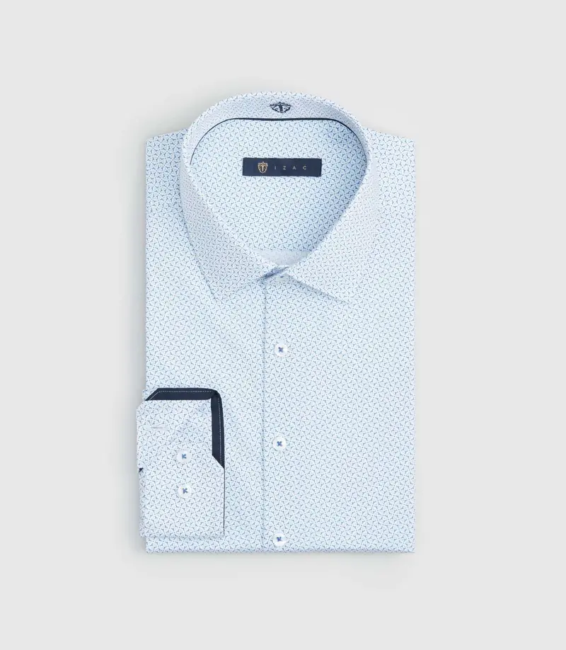 Chemise imprimée en coton bleu ciel "Saxo"