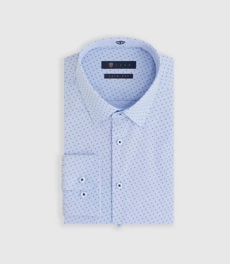 Chemise imprimée micro motif bleu ciel "Micki"