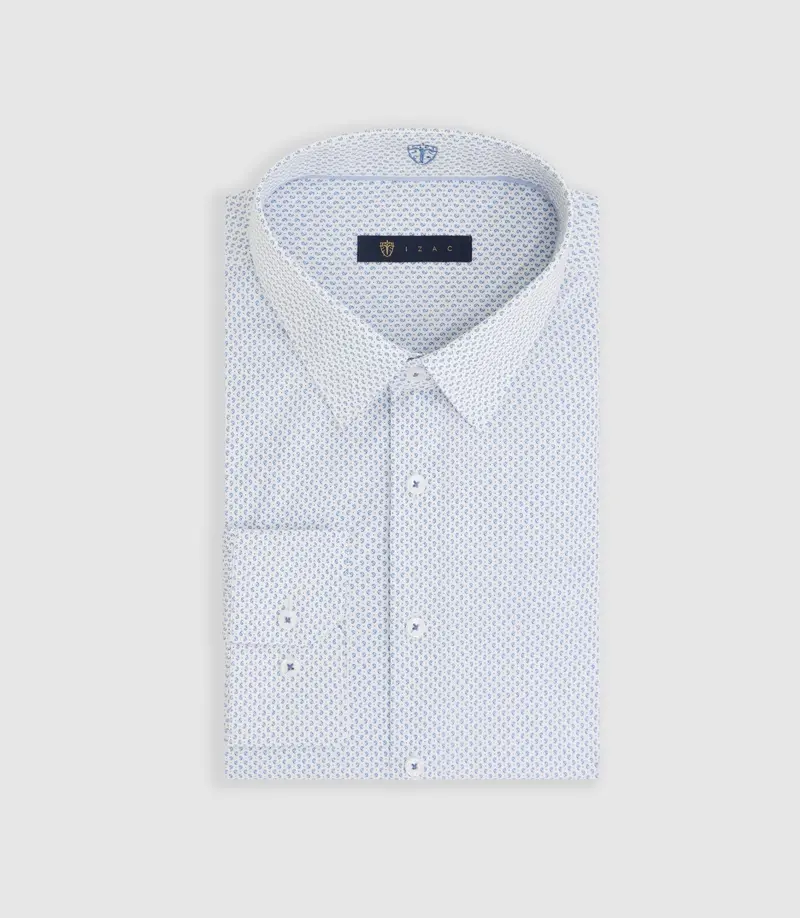 Chemise imprimée micro motifs blanc "Miguel"