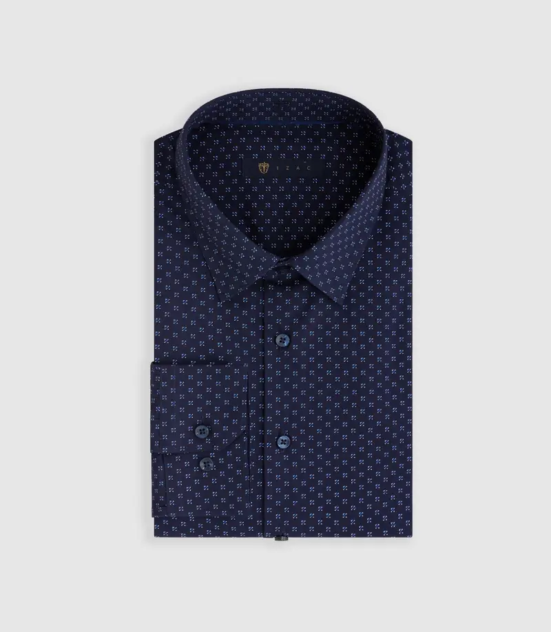 Chemise imprimée micro motifs marine "Mike"