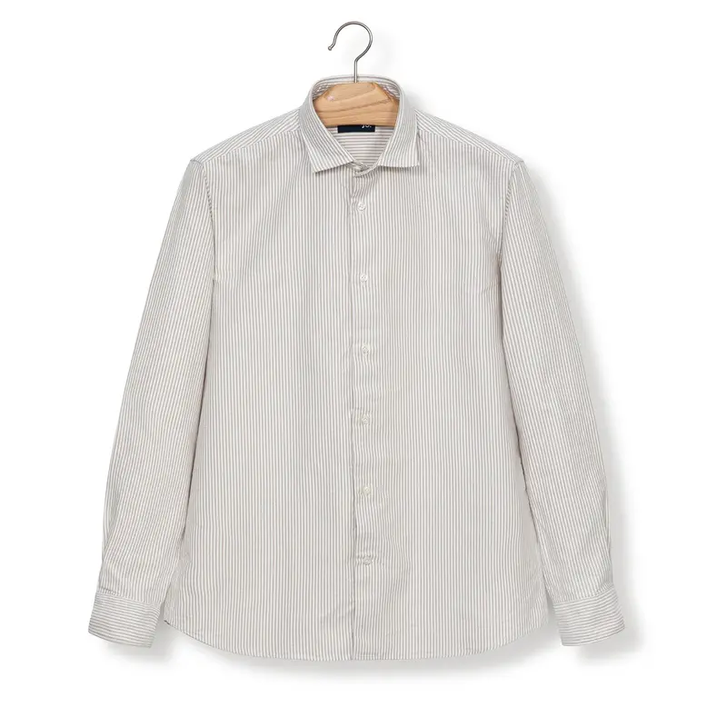 Chemise Jo. en oxford lavé rayures beige