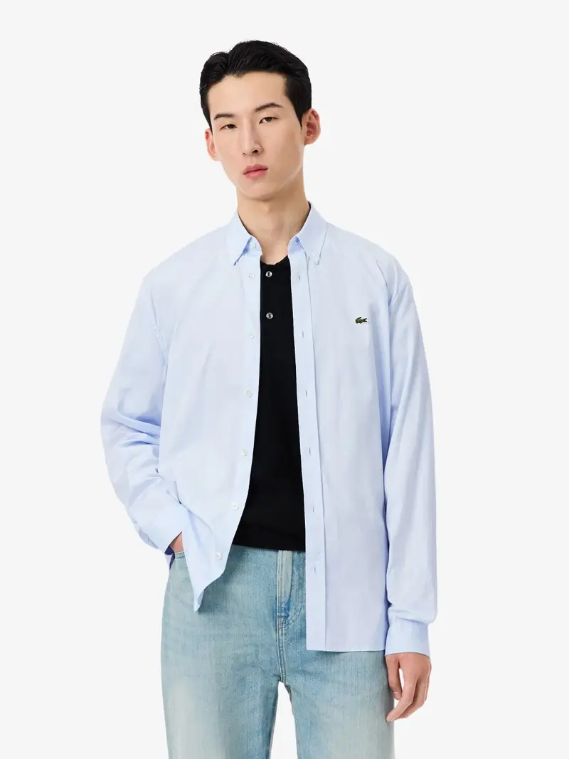 Chemise Lacoste droite bleue en coton