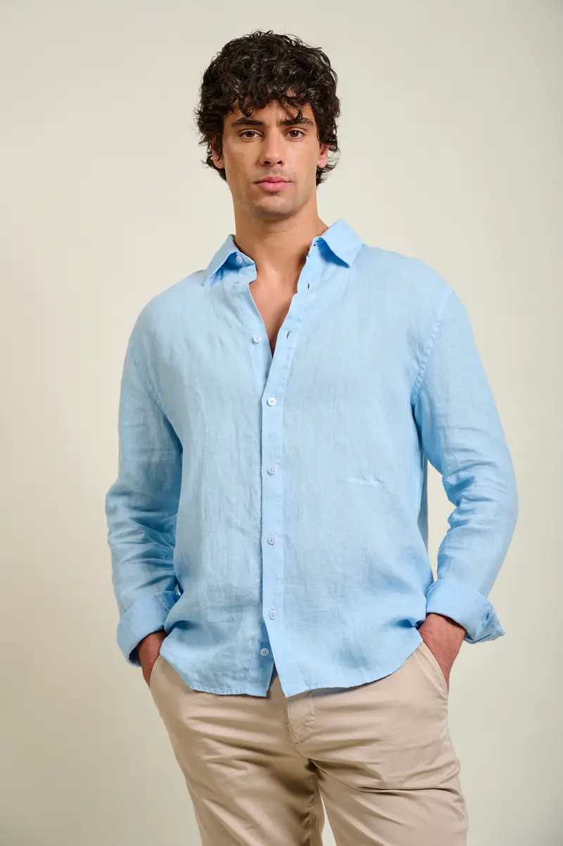 CHEMISE LINEN - BLEU