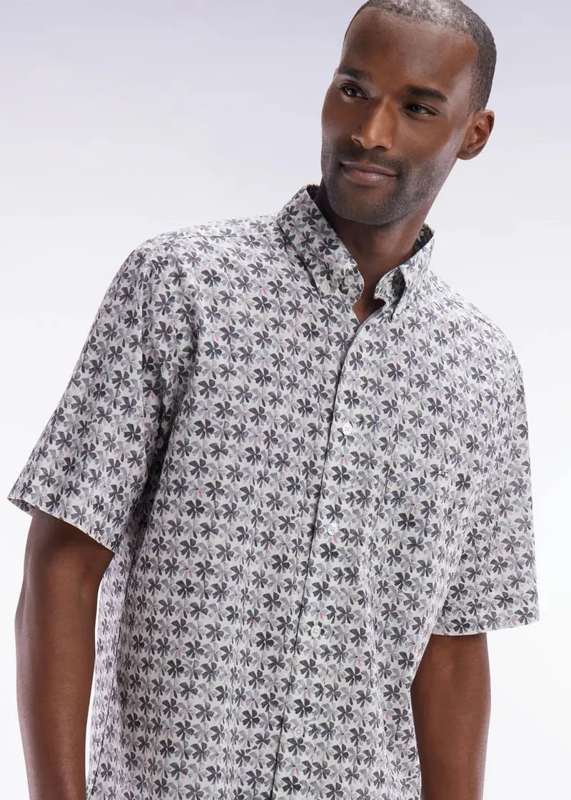 Chemise manches courtes à motifs Eden Park grise