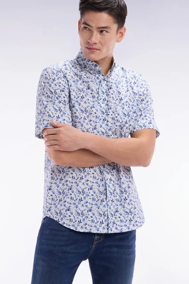 Chemise manches courtes à motifs Eden Park marine