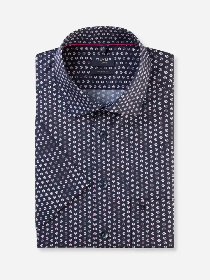 Chemise manches courtes à motifs OLYMP marine