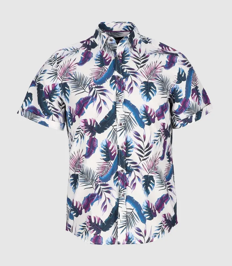 Chemise manches courtes avec imprimé bleu et violet "King 2"