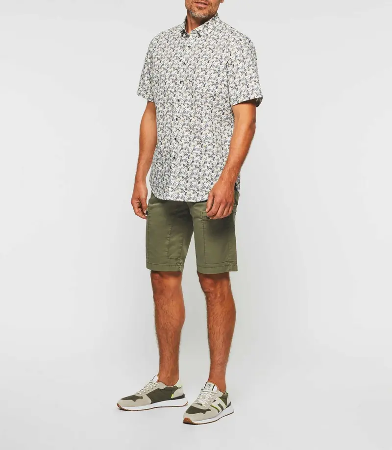 Chemise manches courtes blanche et bleue "Kerane"