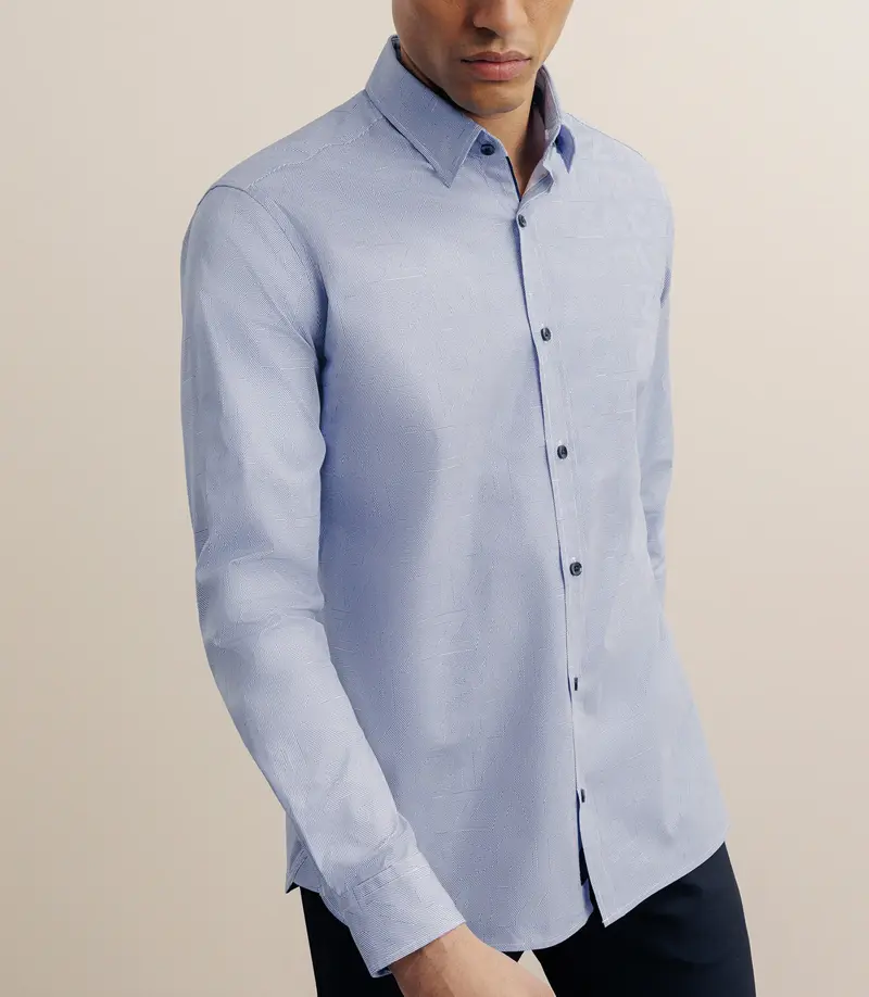 Chemise manches longue droite bleue