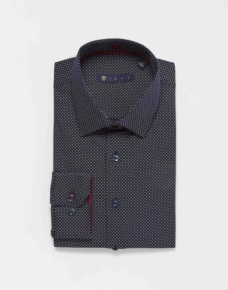 Chemise marine à pois
