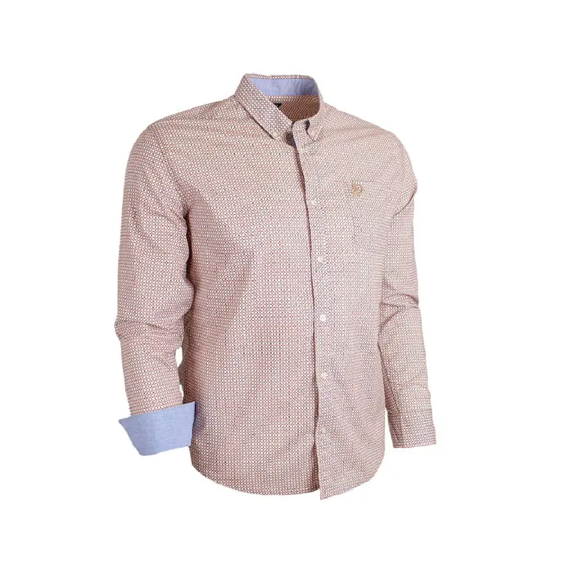 Chemise ml beige imprimé géométrique
