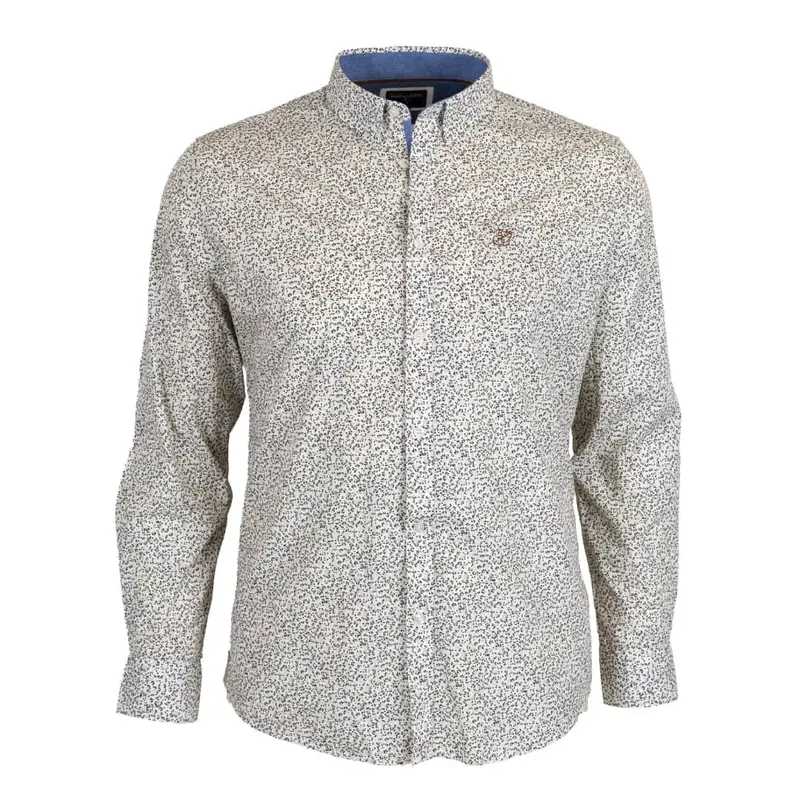 Chemise ml blanche fleurie en popline