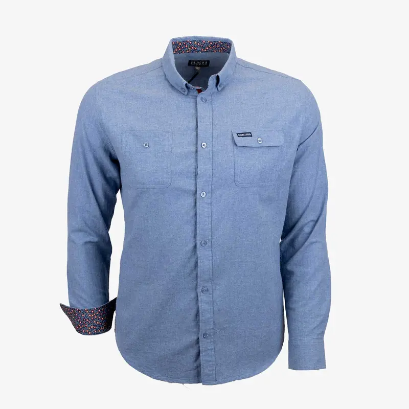 Chemise ml bleu chiné flanelle