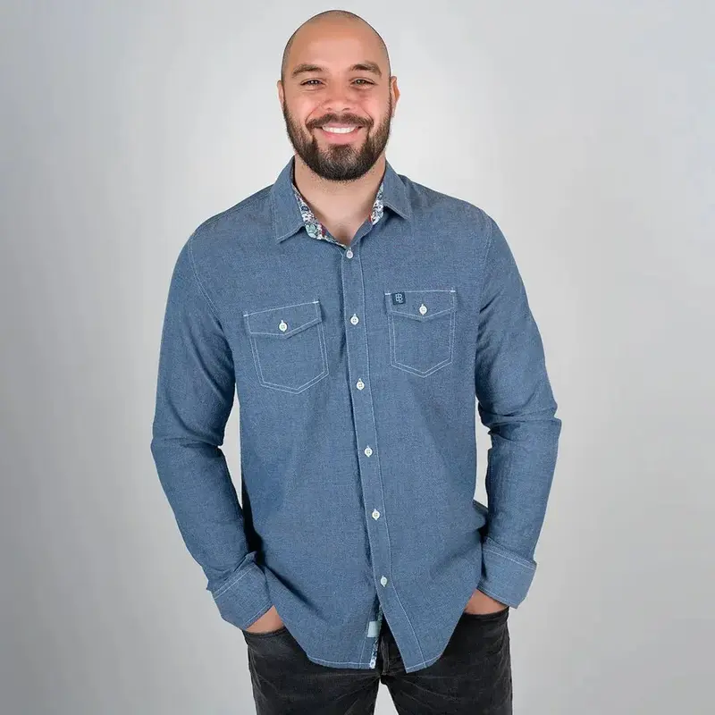 Chemise ml bleu moyen en chambray