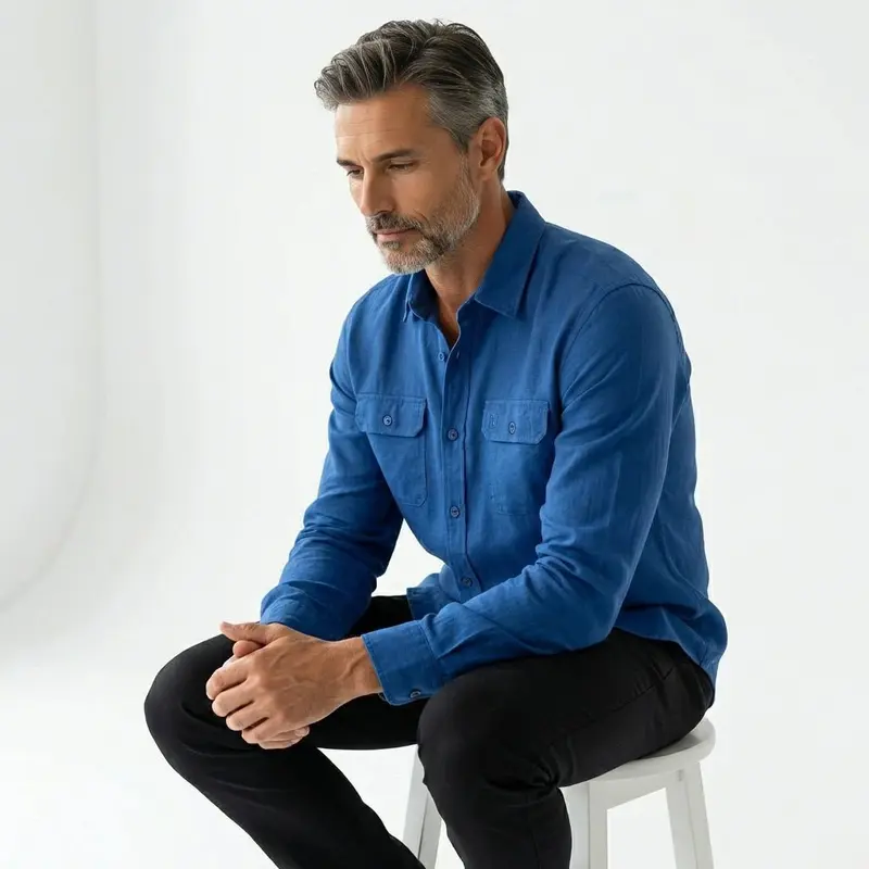 Chemise ml bleue en lin