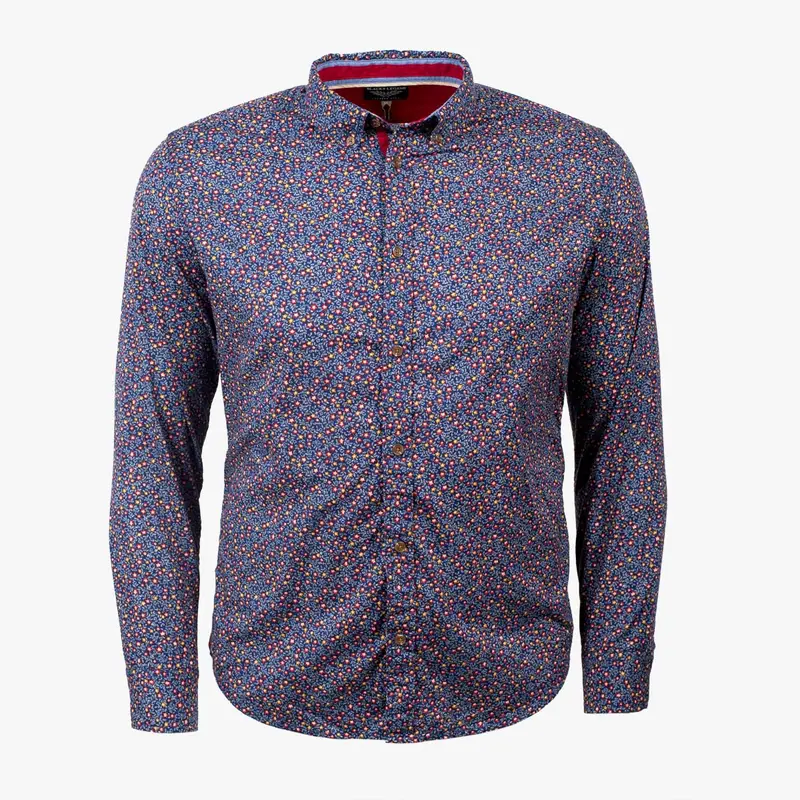Chemise ml bleue fleurie
