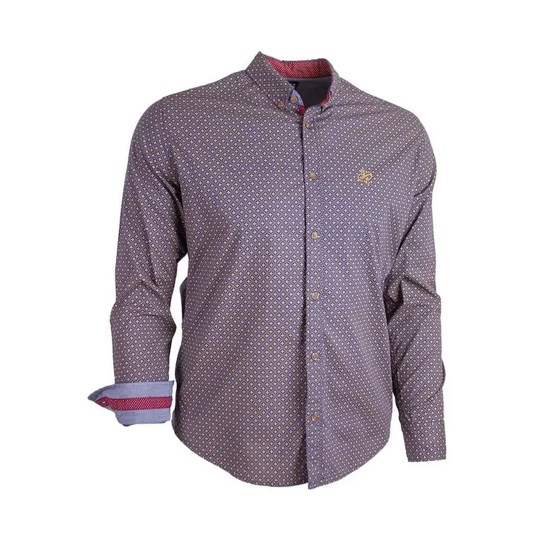 Chemise ml bleue imprimé fantaisie