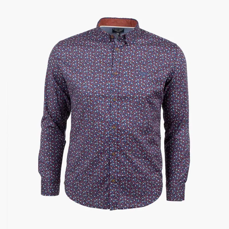 Chemise ml bleue motif fleuri