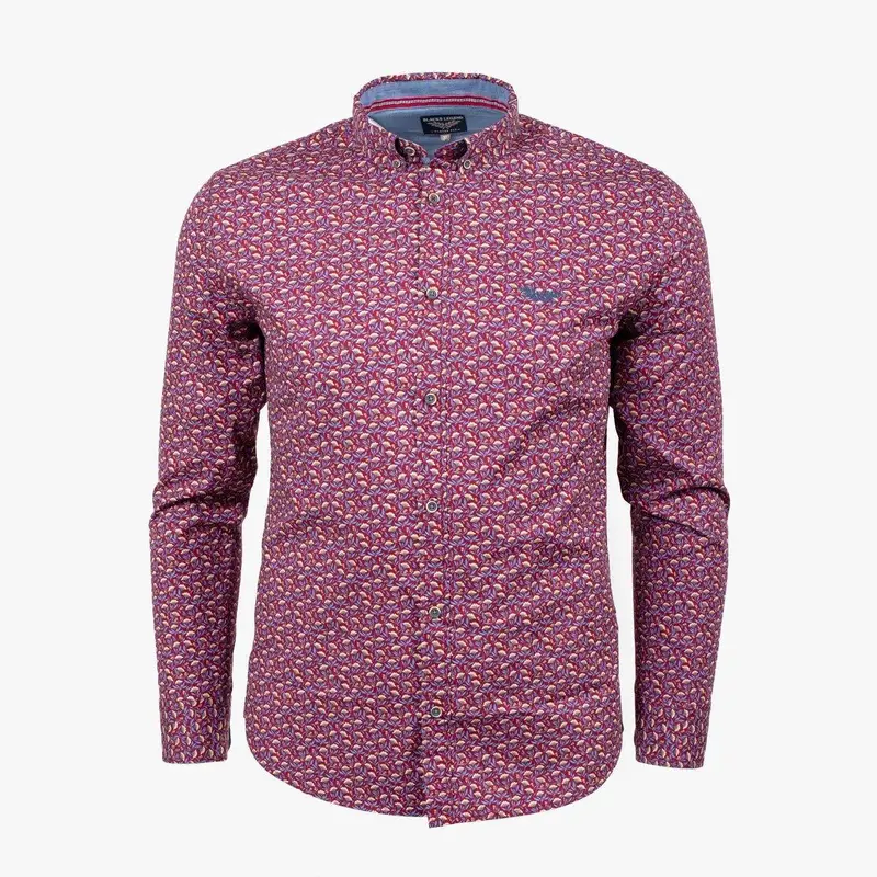 Chemise ml bordeaux à fleurs