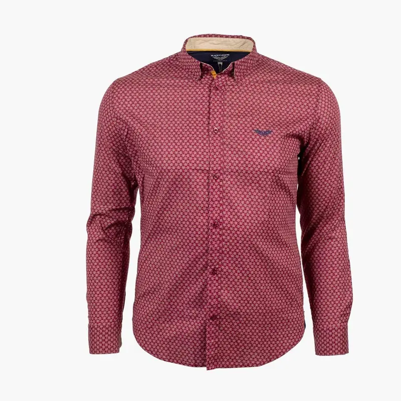 Chemise ml bordeaux motifs fleurs