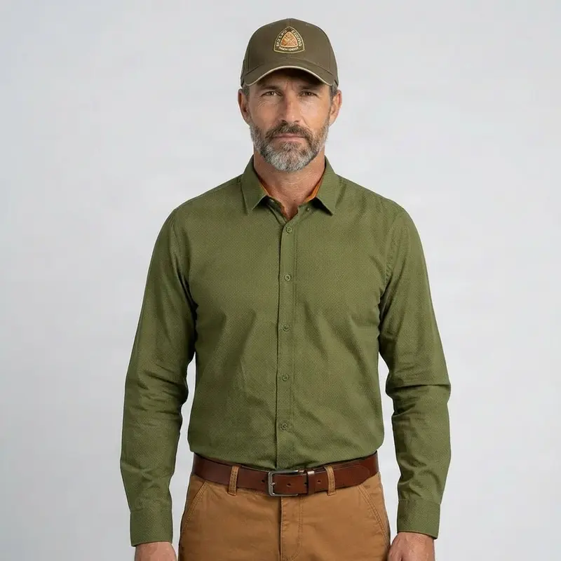 Chemise ml kaki à micro-motif