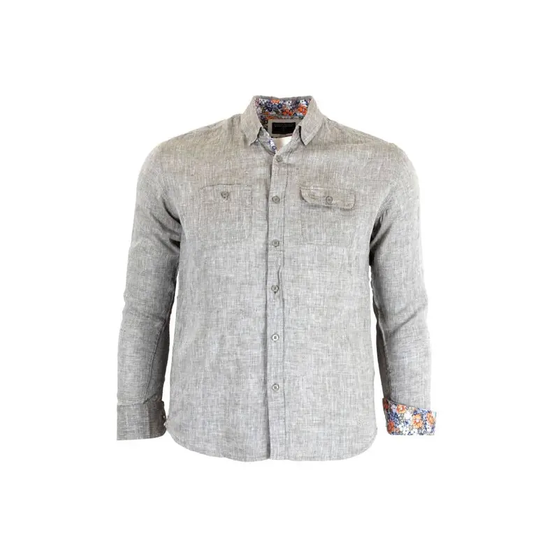 Chemise ml kaki en lin chiné
