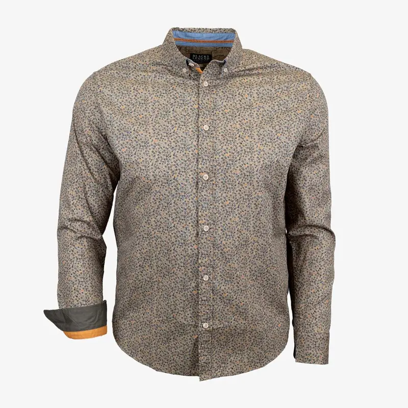 Chemise ml kaki imprimé fleuri