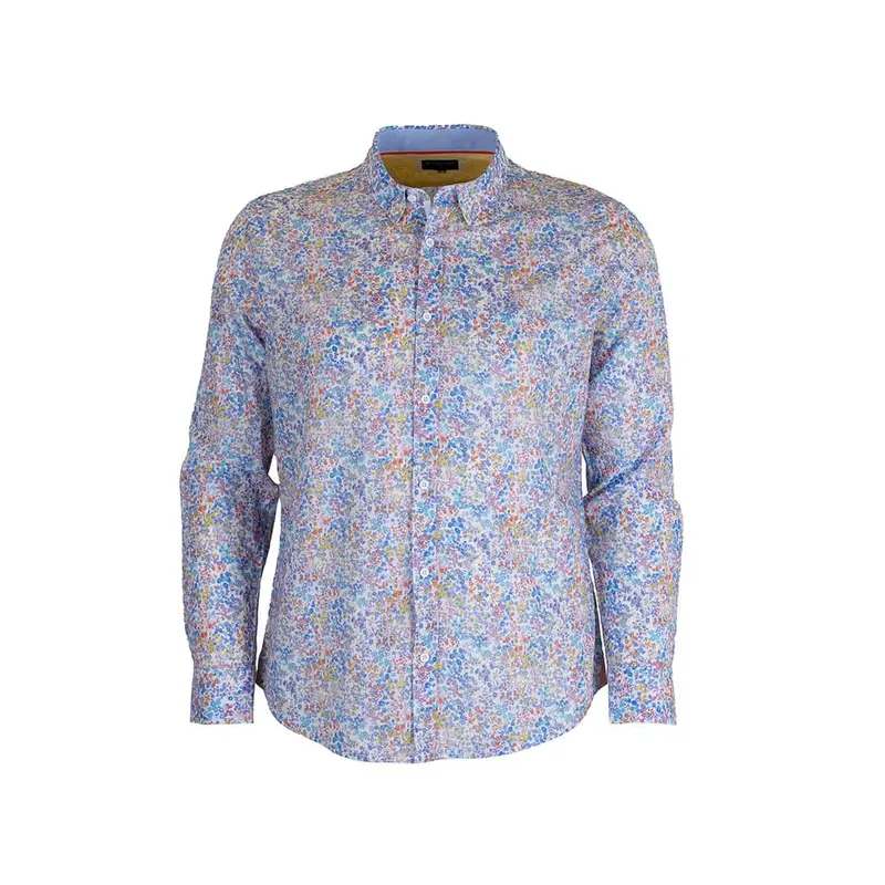 Chemise ml légère fleurie bleu ciel